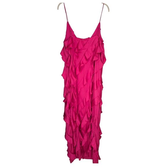 NWT By Anthropologie Bias-Cut Ruffled Midi Dress $198 MEDIUM Pink - Picture 6 of 7